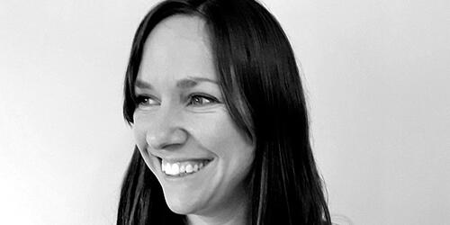 a black and white portrait photo of Mhairi Aitken
